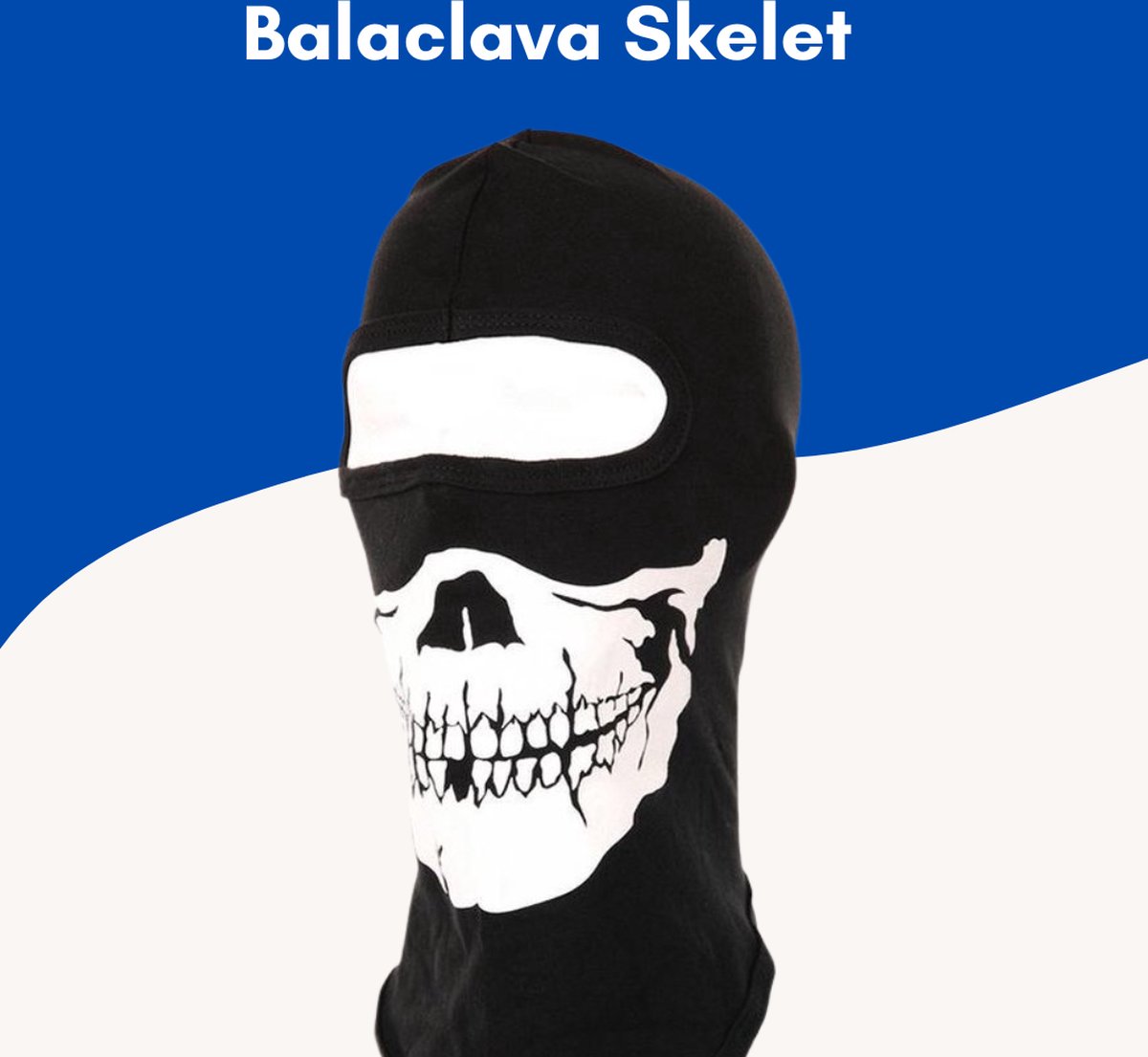 Supertarget - Bivakmuts Balaclava - Skelet- Bivak Muts Nekwarmer - One Size/Unisex - Gezichtsmasker voor o.a. Skien, Snowboarden, Motorrijden, Wielrennen & Schaatsen