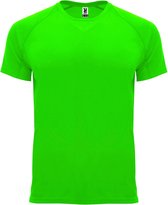Fluorescent Groen unisex sportshirt korte mouwen Bahrain merk Roly maat S