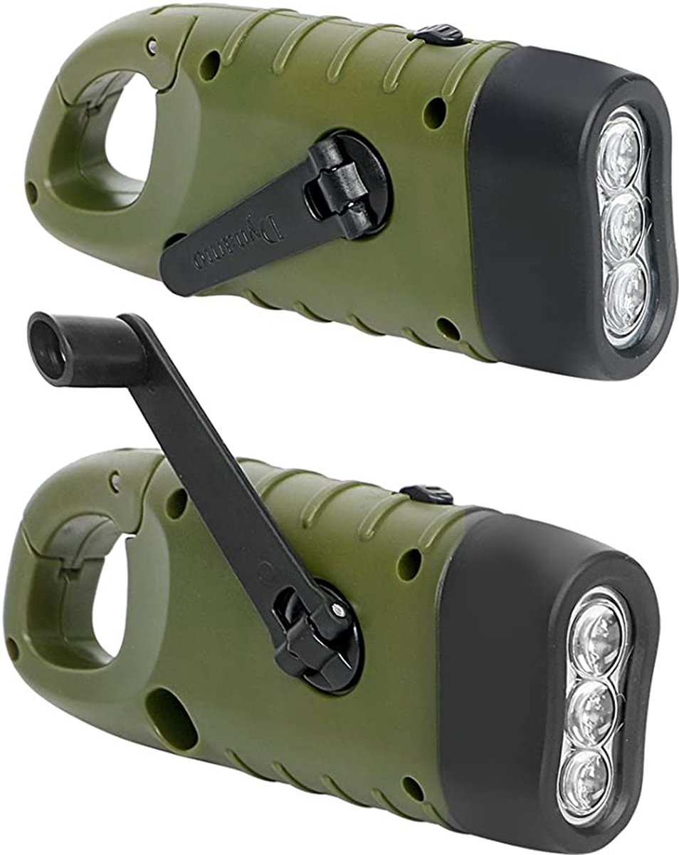 Handslinger, oplaadbare zaklamp, led-zaklamp, 2 stuks, solar-led-zaklamp, zwengel, waterdicht, zaklamp, noodlicht, outdoor, draagbaar, campinglampen (geel en groen