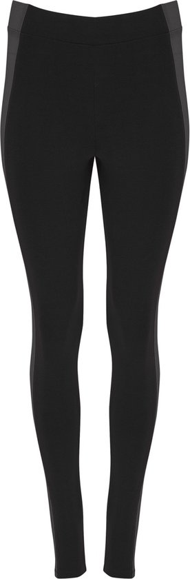 Zwart / Ebbenhout dames lange sport legging en elastische band model Agia maat XL