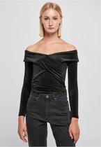 Urban Classics - Velvet Rib Crossed Off shoulder top - XL - Zwart