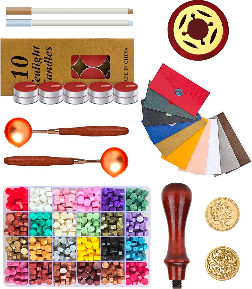 Wax Stempel Set - Wax Zegel Set - Zegellak - Sealing Wax - Wax Seal - Zegel Was - Zegel Stempel - 24 kleuren