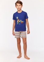 Woody pyjama jongens/heren - blauw - schildpad - 231-1-PUS-S/856 - maat 140
