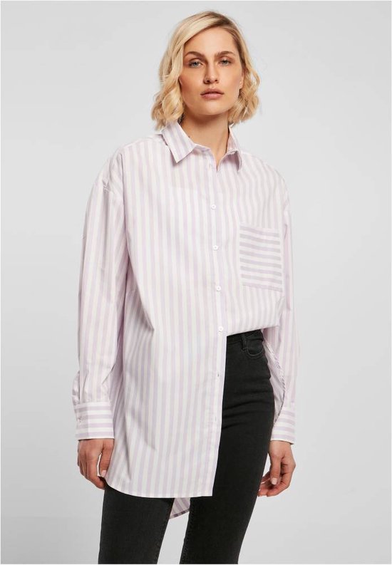 Urban Classics Oversized Stripe Blouse 4XL Wit/Paars bol