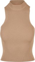 Urban Classics Haut sans manches -4XL- Col roulé court en tricot côtelé Beige