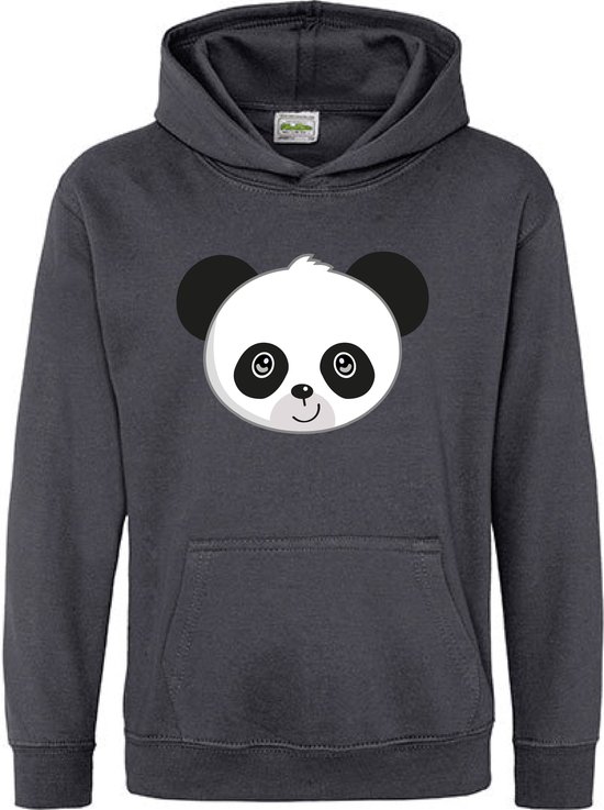 Pixeline Hoodie Panda Face Grijs 9-11 jaar - Pixeline - Trui - Stoer - Dier - Kinderkleding - Hoodie - Dierenprint - Animal - Kleding