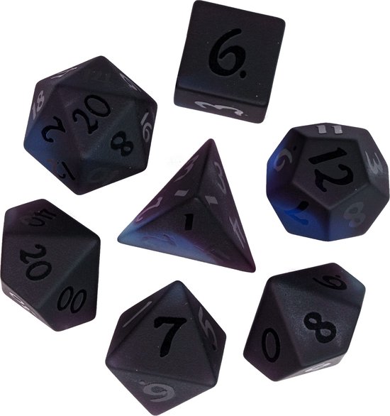Thumbnail van een extra afbeelding van het spel Purple&Black Glass Colored Glaze Dice with Black PU leather Hexagon Box