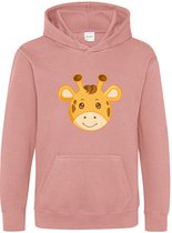 Pixeline Hoodie Giraffe Face roze 1-2 jaar - Pixeline - Trui - Stoer - Dier - Kinderkleding - Hoodie - Dierenprint - Animal - Kleding