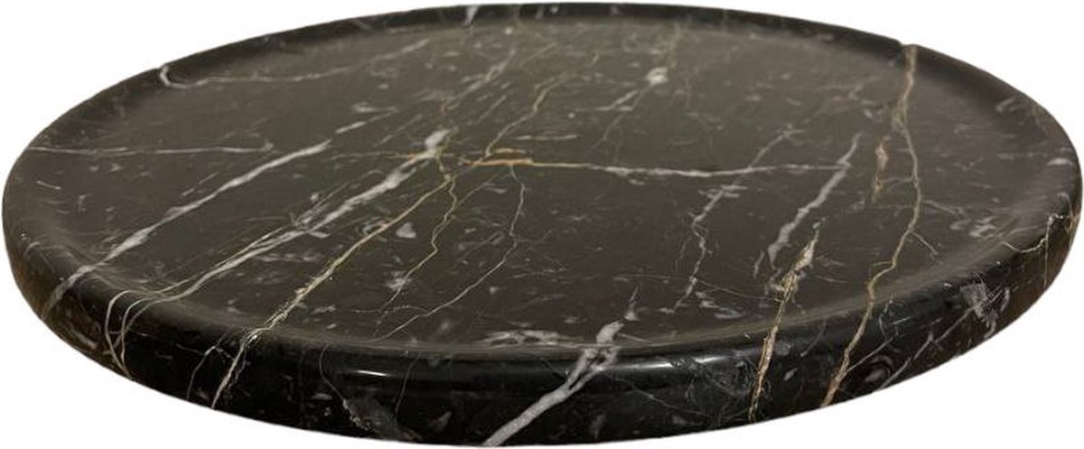 Ronde tray van natursteen Zwart - Rond marmeren dienblad - Decoratie