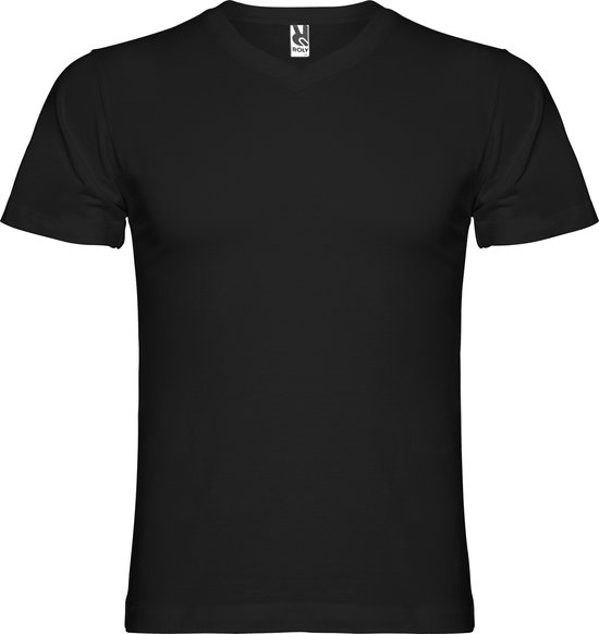 Zwart T-shirt 'Samoyedo' met V-hals merk Roly maat 3XL