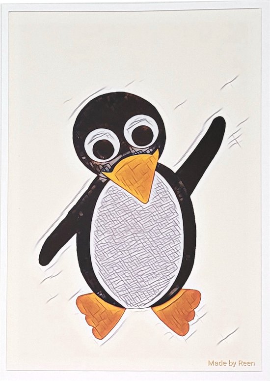 Poster Pinguïn offwhite - Dierenposter - kinderposter - kinderkamer - babykamer