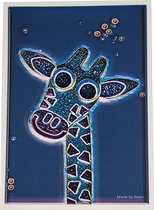 Poster Giraffe nacht blauw - Dierenposter - kinderposter - kinderkamer - babykamer