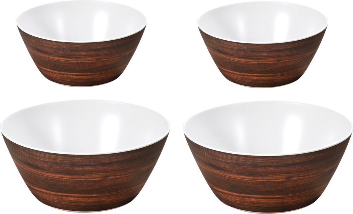 Kesper voedsel serveerschalen - Set van 8x - Melamine - D25/D15 cm