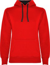 Sweat à capuche femme rouge avec capuche intérieure noire et cordon de la marque Urban Roly taille XXL