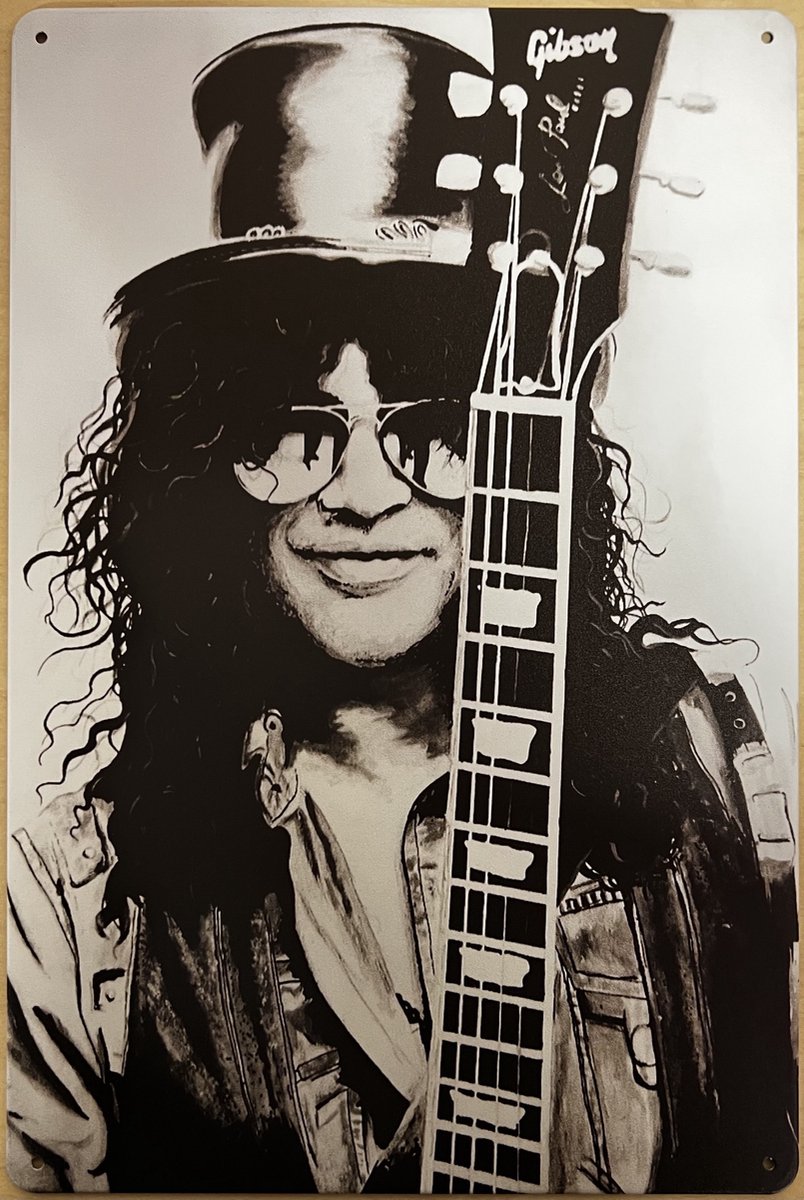 Guns N Roses Slash gitaar Reclamebord van metaal METALEN-WANDBORD - MUURPLAAT - VINTAGE - RETRO - HORECA- BORD-WANDDECORATIE -TEKSTBORD - DECORATIEBORD - RECLAMEPLAAT - WANDPLAAT - NOSTALGIE -CAFE- BAR -MANCAVE- KROEG- MAN CAVE