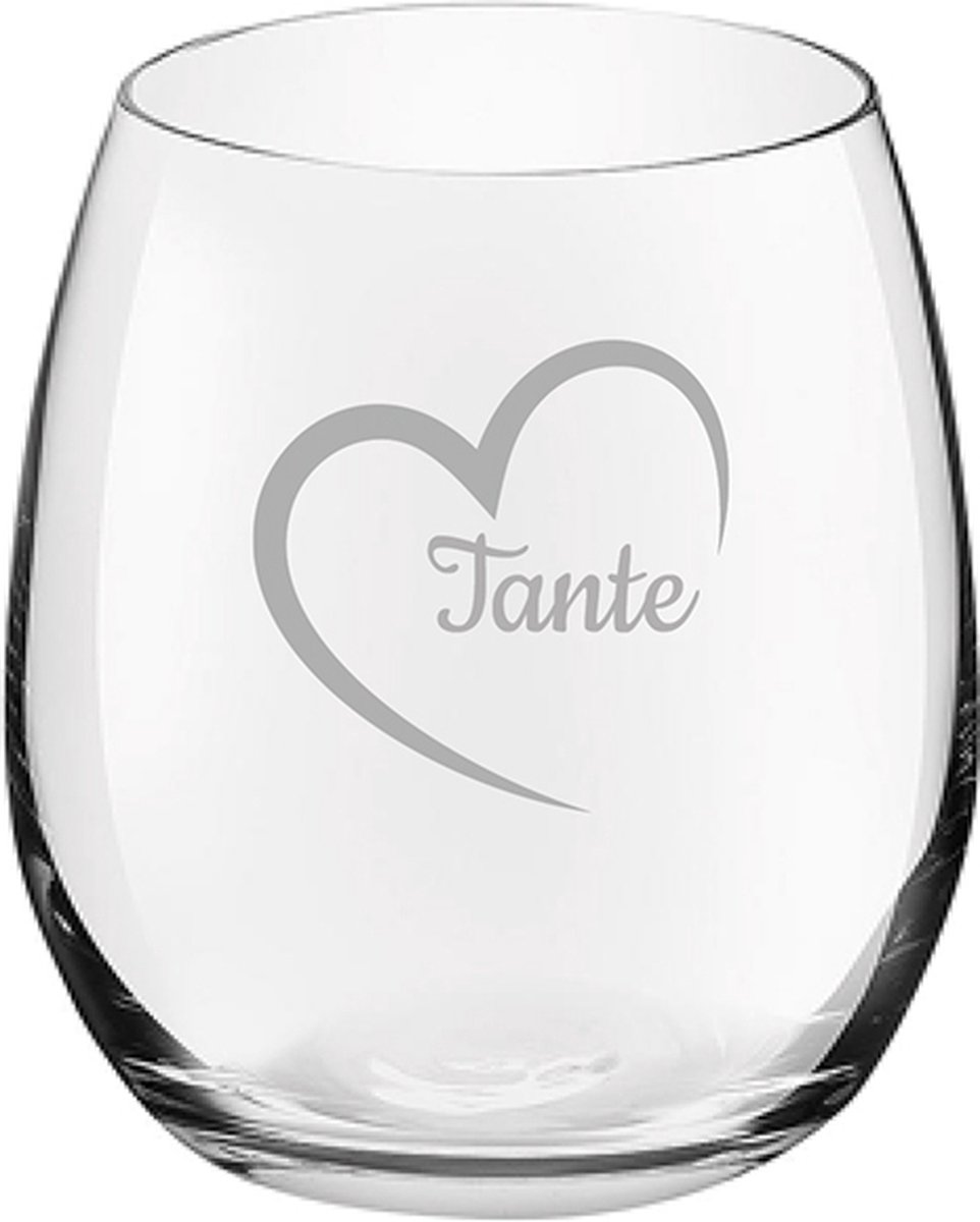 Gegraveerde Drinkglas 39cl Tante met hartje