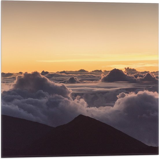 Vlag - Bergen boven de Wolken - Hawaii - 50x50 cm Foto op Polyester Vlag