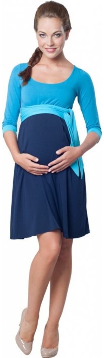 Jurk Nataly Marine-Turquoise maat 36 (S)