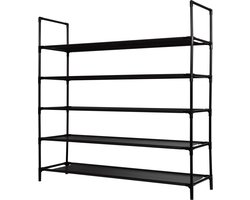 Life's Green Schoenenrek XL - 20 paar schoenen - Schoenenkast met 5 niveaus - D28 x B99 x H94 cm – Schoenenbank met Stalen Frame - Opbergrek - Schoenen Opbergsysteem - Zwart