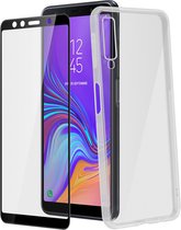 Geschikt voor Samsung Galaxy A7 2018-hoesje soepel siliconen gehard glas 9H transparant