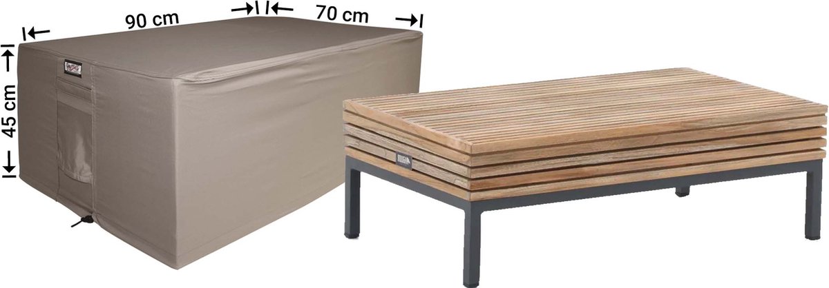 Raffles Covers Hocker hoes - 90 x 70 H: 45 cm - RFS9070 - Waterdicht - Ademend - UV-bestendig - Elastisch rijgkoord - Beschermhoes tuinmeubelen Taupe
