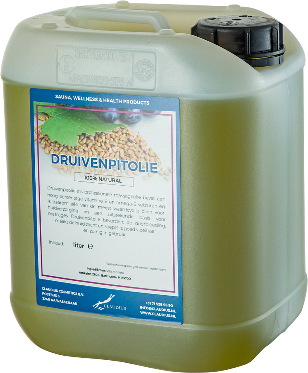 Goedkoopste Druivenpitolie 10 Liter - 100 Natuurlijk - biologisch en koudgeperst - grapeseed oil