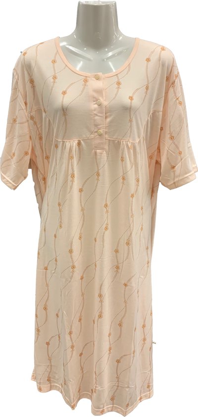 Dames Nachtjapon met korte mouwen - Kleur Geel-beige - Maat M