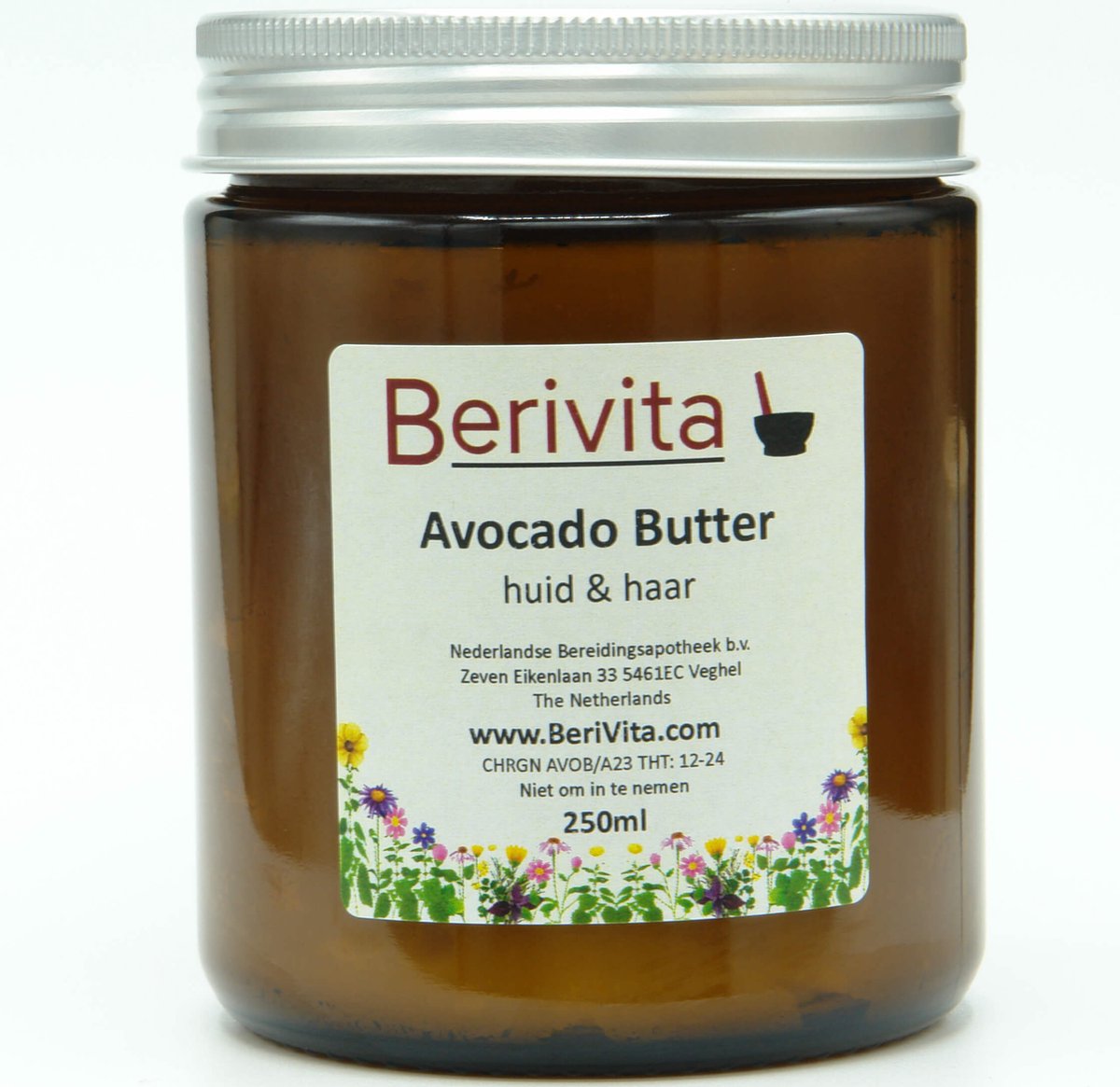 Goedkoopste Avocado Butter 250ml Glazen Pot - Puur en Onbewerkte Avocadobutter - Bruinglazen Pot met Aluminium Schroefdeksel