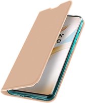 Geschikt voor OnePlus 8 Cover Kaarthouder Videostandaard Dux Ducis roze