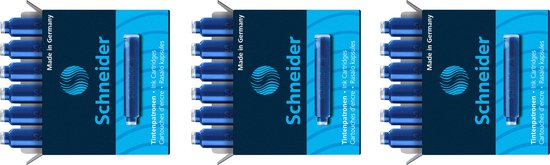 Schneider inktpatronen - 3 doosjes x 6 stuks - blauw - S-76603