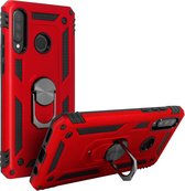Geschikt voor Huawei P30 Lite en Honor 20S Hybrid Case Video Support Ring rood