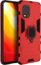 Geschikt voor Xiaomi Mi 10 Lite Hybride Sshokbestendige hoes met ringsteun rood