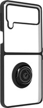 Hoes Geschikt voor Samsung Galaxy Z Flip 4 Bi-Materiaal met Metalen Ring – Zwart