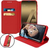 Hoes Geschikt voor Samsung Galaxy A20e klep portefeuille, video standaard rood