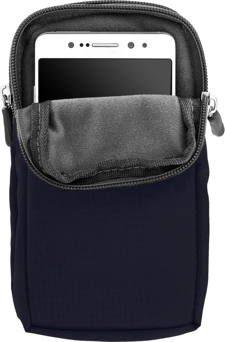 Avizar Zak 167 x 88 mm waterdichte nylon multi-pocket smartphonehouder, Nachtblauw