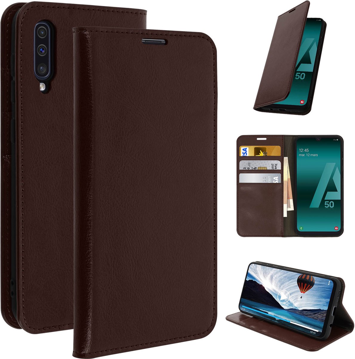 Leren Foliocase Geschikt voor Samsung Galaxy A50/A30s Kaarthouder Standfunctie - Bruin