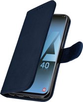 Geschikt voor Samsung Galaxy A40 Bookcover Video Support Functie Donker blauw