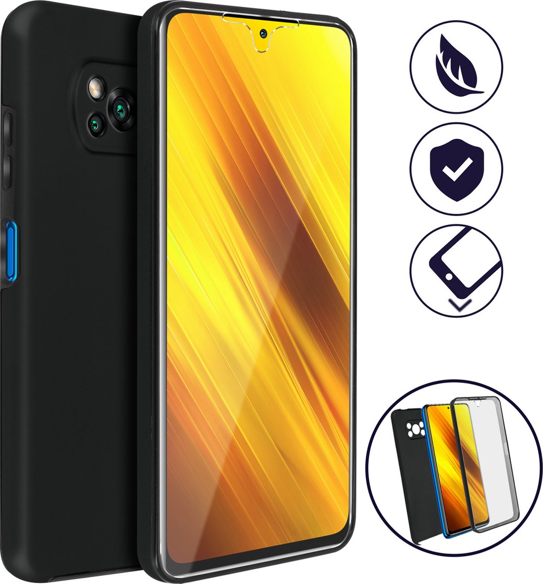 Integraal Hoesje Geschikt voor Xiaomi Poco X3/X3 Pro met harde achterkant