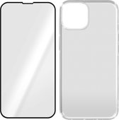 Geschikt voor Apple iPhone 14 Pro-hoesje soepel siliconen gehard glas 9H transparant zwart