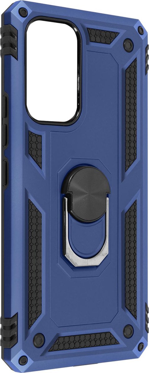 Geschikt voor Samsung Galaxy A53 5G Hybrid Case Video Support Ring donker blauw