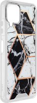 Geschikt voor Samsung Galaxy A22/M32/M22 Hybrid Marble Case met versterkte hoeken zwart
