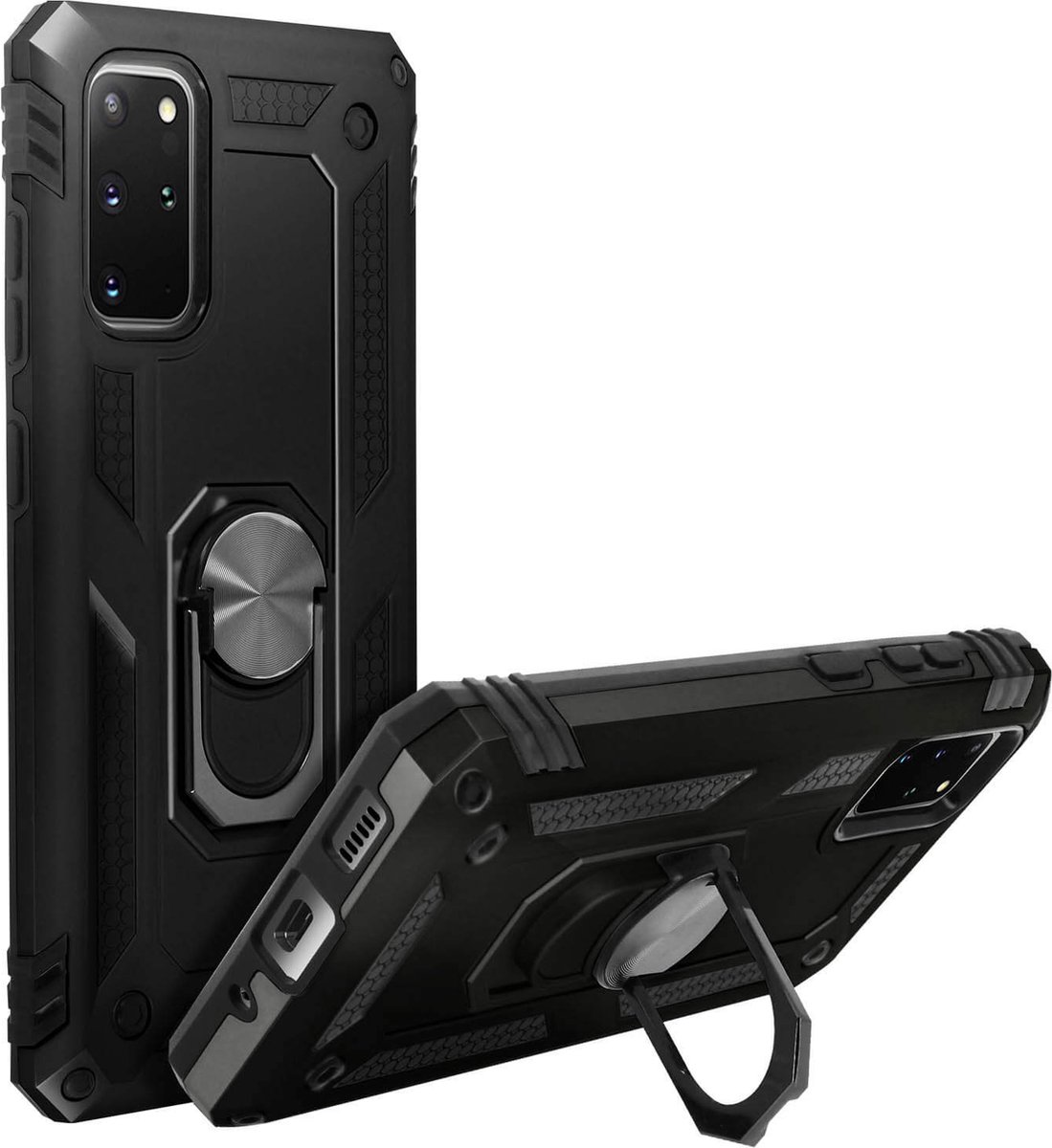 Geschikt voor Samsung Galaxy S20 Plus Hybrid Case Video Support Ring zwart