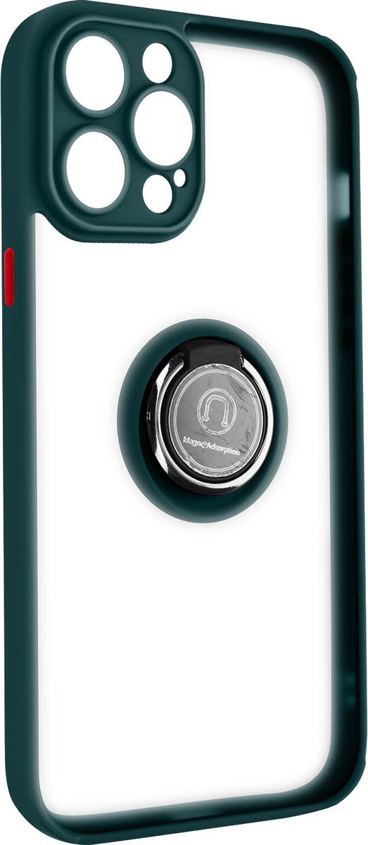 Geschikt voor Apple iPhone 14 Pro Bi-materiaal Case Ring Video-Ondersteuning groen