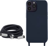 Geschikt voor Apple iPhone 14 Pro Koord Hoesje Semi-rigide Nekkoord 80cm blauw