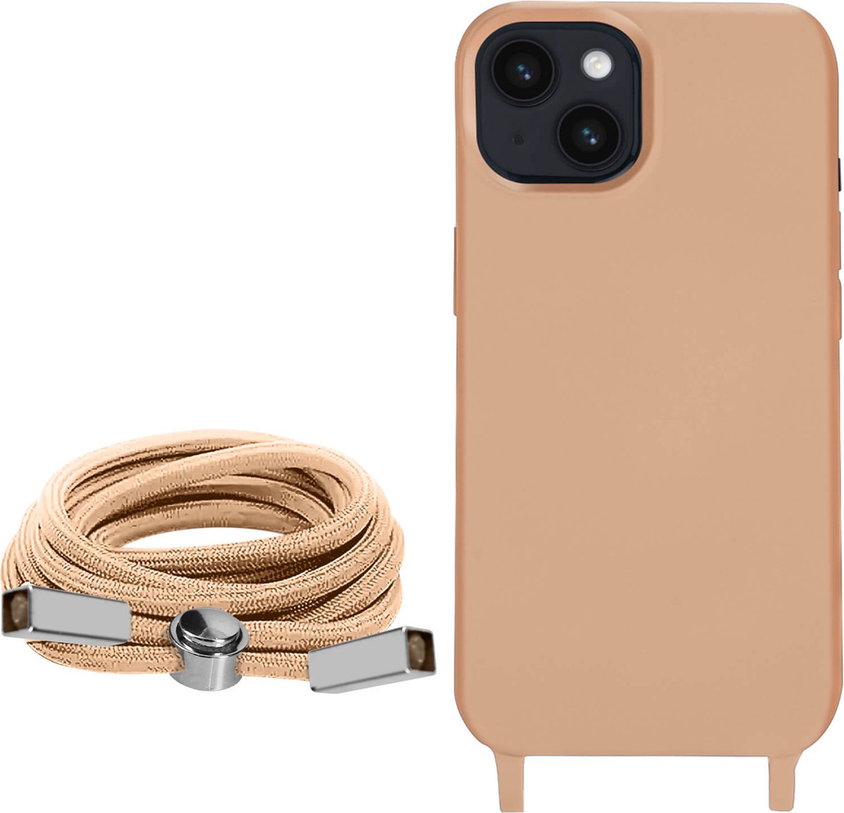 Geschikt voor Apple iPhone 14 Koord Hoesje Semi-rigide Nekkoord 80cm roze