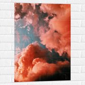 WallClassics - Muursticker - Lucht Vol Wolken in het Roze - 50x75 cm Foto op Muursticker