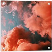 WallClassics - Tuinposter – Lucht Vol Wolken in het Roze - 50x50 cm Foto op Tuinposter (wanddecoratie voor buiten en binnen)