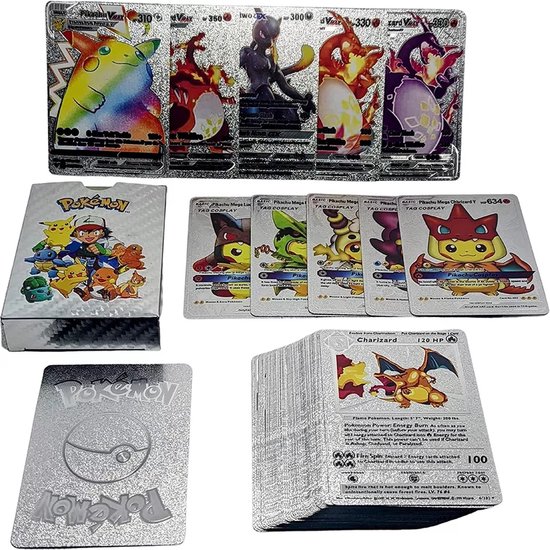 Thumbnail van een extra afbeelding van het spel Speelkaarten-Kinderen-55-Stuks-Battle-Personage-Set-Fun-Met-Box-Rare-Silver-Editie