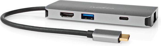 Nedis USB Multi-Port Adapter - 7-in-1 - USB 3.2 Gen 1 - USB-C Male - HDMI Output / Micro SD / RJ45 Female / SD / USB-C Female / 3x USB-A Female - 5 Gbps - 0.20 m - Rond - Verguld - PVC