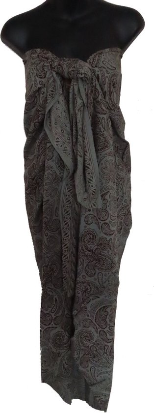Pareo, sarong, hamamdoek, wikkelrok, wikkeljurk exclusief, kleuren groen bruin,180 cm bij 115 cm.